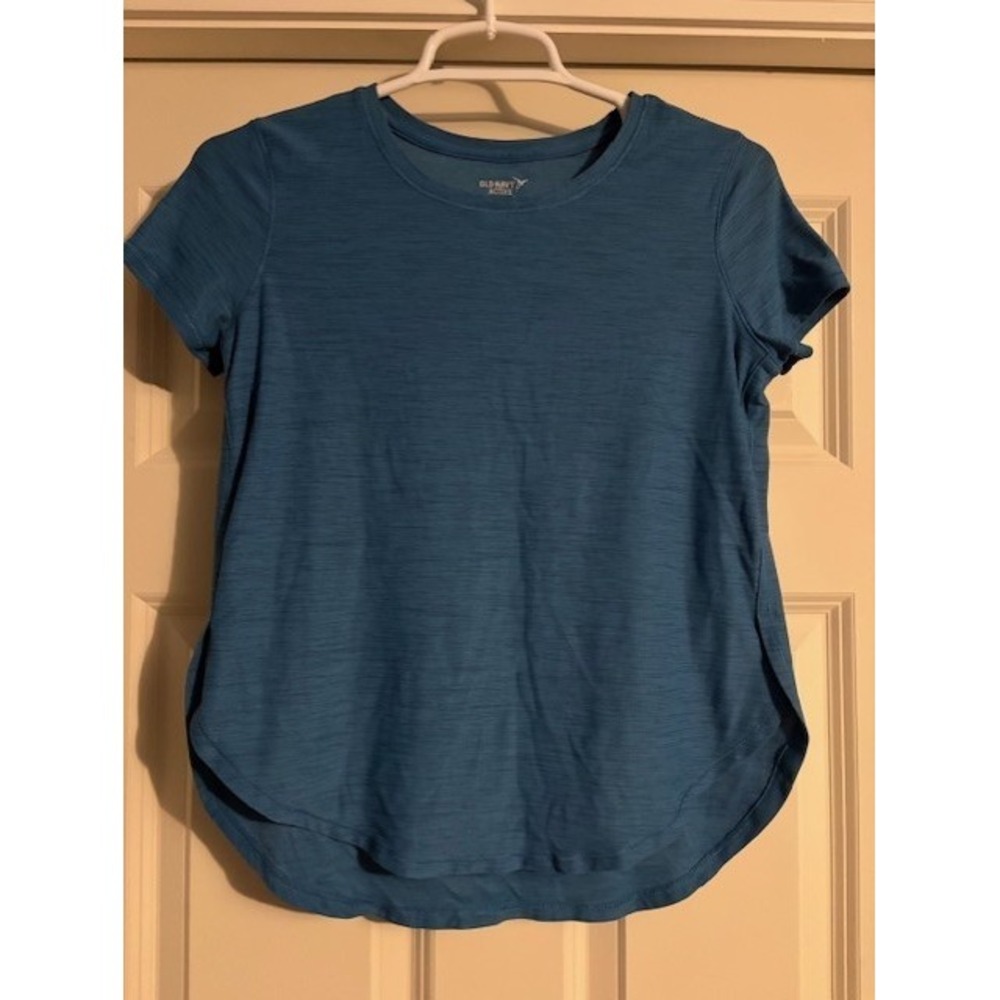 Old Navy kids active "breathe on" tee, teal blue color, size 10/12